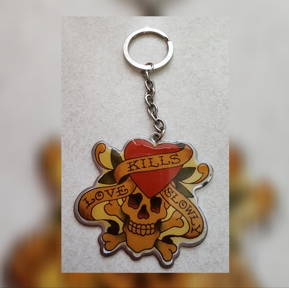 Ed Hardy Love Kills Slowly Metal Keychain